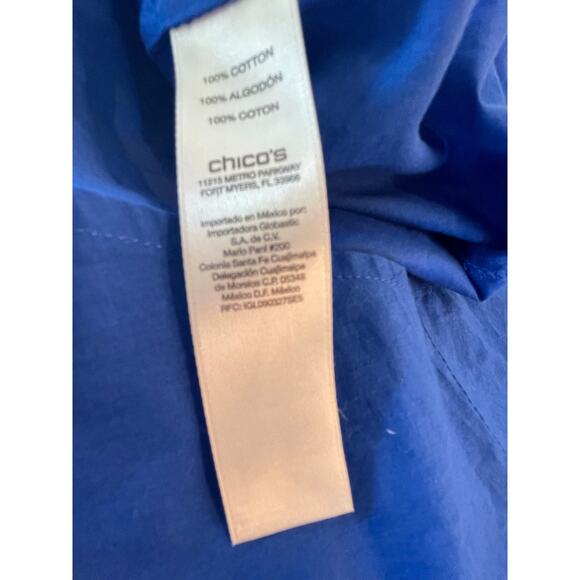 Chico's Blue long sleeve button up size 0 Small 100% Cotton - Picture 10 of 12